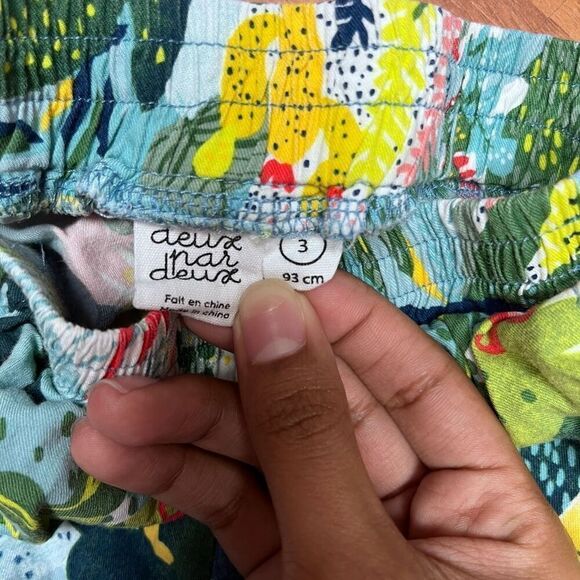 Deux par Deux Kids Psychedelic Forest Lace Trim Cotton Shorts Blue Size 3 - Picture 7 of 9